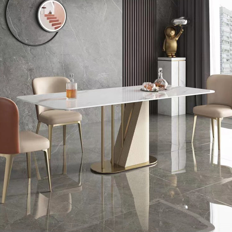 Minimalist 1/2/3/5/7 Pieces Furniture Stone Rectangle Dining Table Set in White