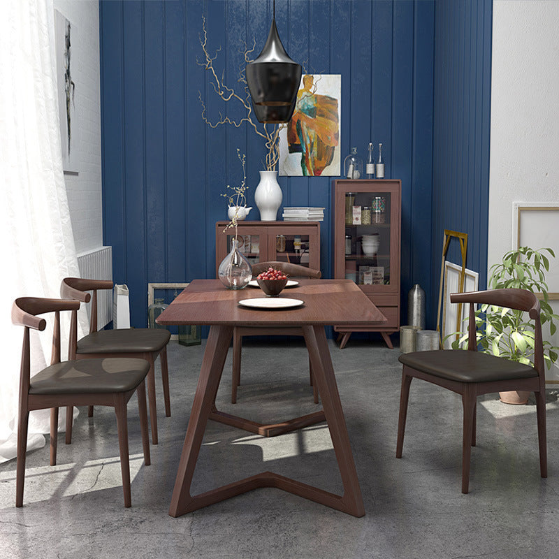 Contemporánea 1/4/5 Piezas Muebles Rectángulo Mesa de comedor de madera maciza colocada en marrón