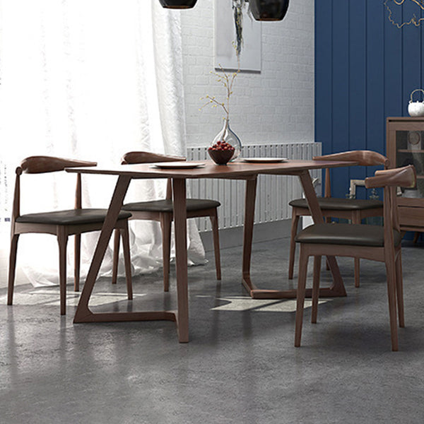 Contemporánea 1/4/5 Piezas Muebles Rectángulo Mesa de comedor de madera maciza colocada en marrón
