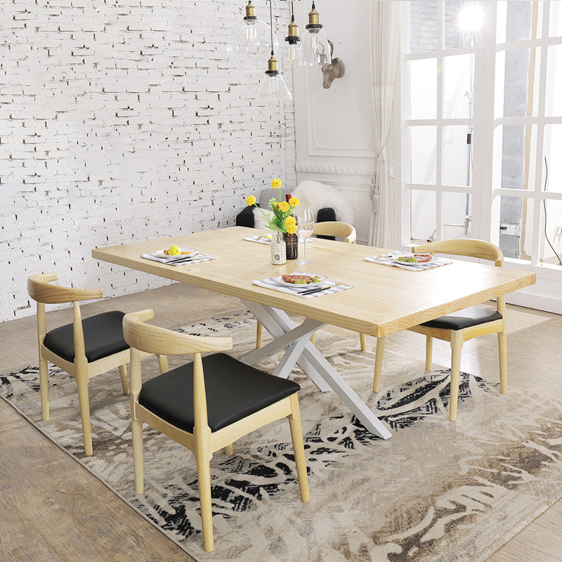 Contemporáneo 1/2/5 Piezas Muebles Rectángulo Comedor de madera maciza Juego en natural