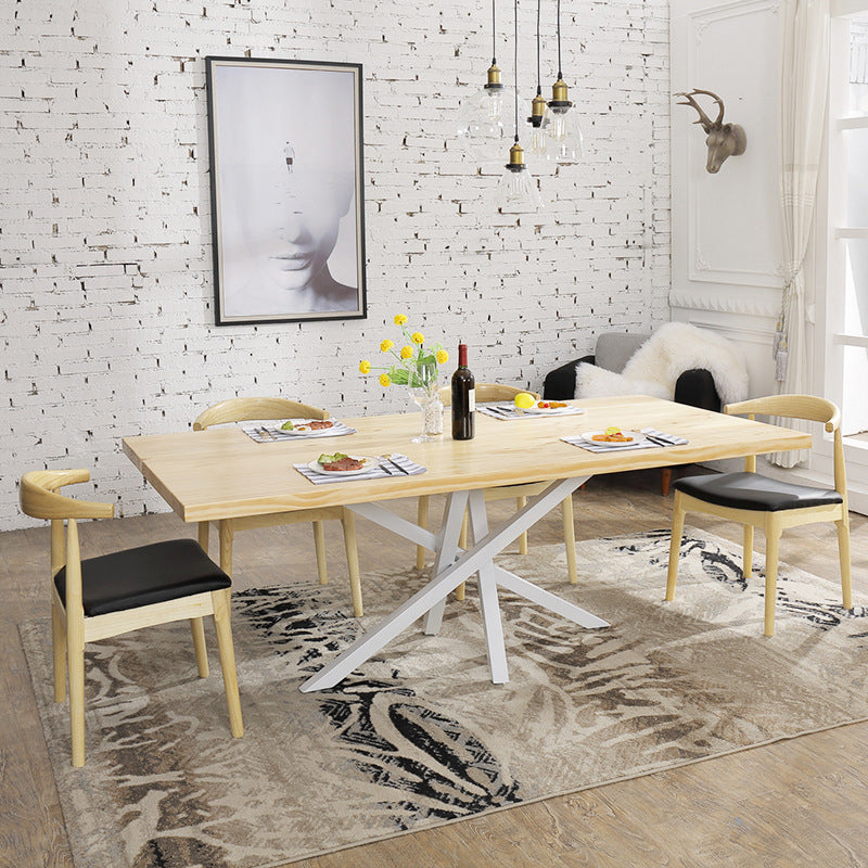 Contemporáneo 1/2/5 Piezas Muebles Rectángulo Comedor de madera maciza Juego en natural