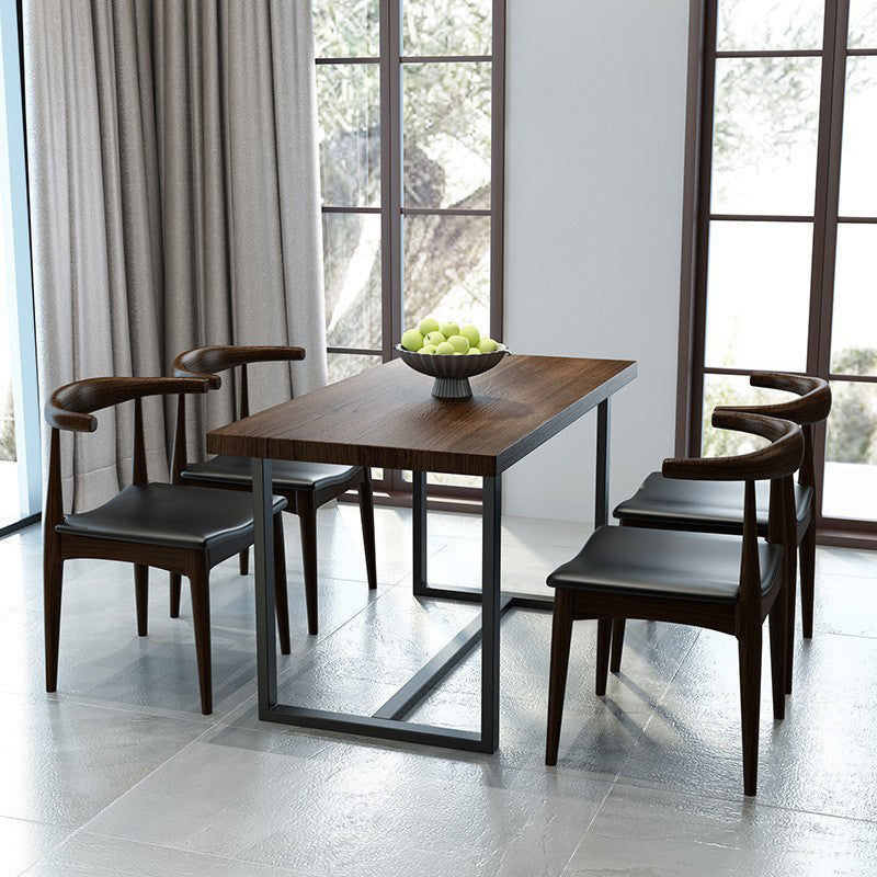 Industrial 1/2/5 Pieces Furniture Rectangle Solid Wood Dining Set in Brown