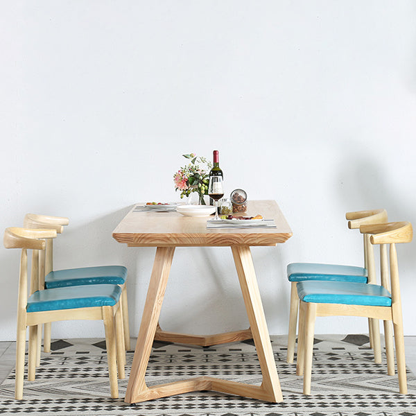 Minimalistisch 1/2/5 stuks meubels vaste houten rechthoek eettafel ingesteld in natuurlijk