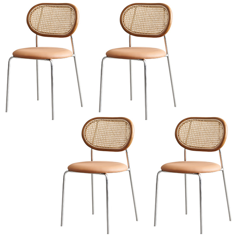 Sintered Stone Dining Table Set 1/4/5 Pcs Rectangle Dining Table with Armless Chairs 4 Orange Chairs Clearhalo 'Dining Room Sets' 'Dining Tables & Seating' 'dining_room_set' 'furn' 'furn_dining_room_set' 'Furniture' 'Kitchen & Dining Furniture' 6543687