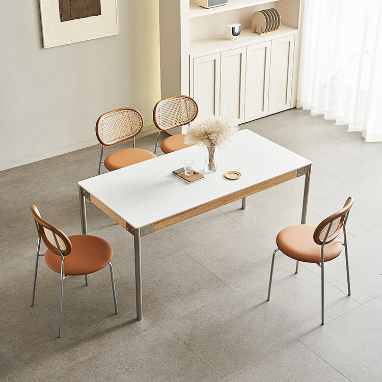 Sintered Stone Dining Table Set 1/4/5 Pcs Rectangle Dining Table with Armless Chairs Clearhalo 'Dining Room Sets' 'Dining Tables & Seating' 'dining_room_set' 'furn' 'furn_dining_room_set' 'Furniture' 'Kitchen & Dining Furniture' 6543690