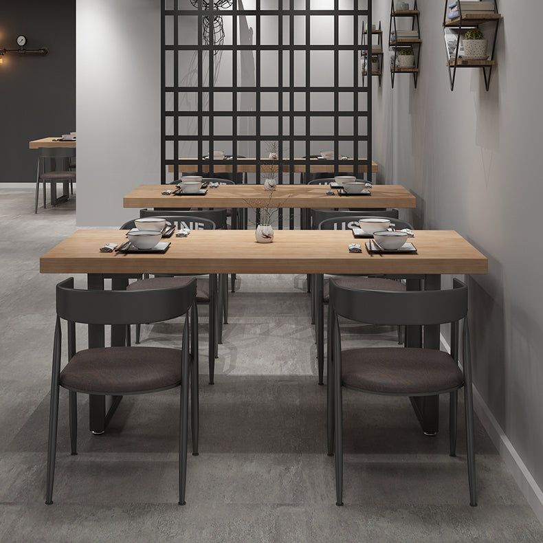 Industrial Dining Set 1/5 Pcs Solid Wood Dining Table and Metal Frame Chairs