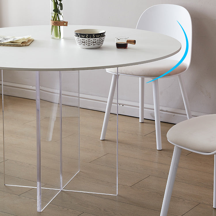 Mesa de comedor redonda Juego de mesa de acrílico 1/3/4/5 PCS y sillas de plástico en blanco