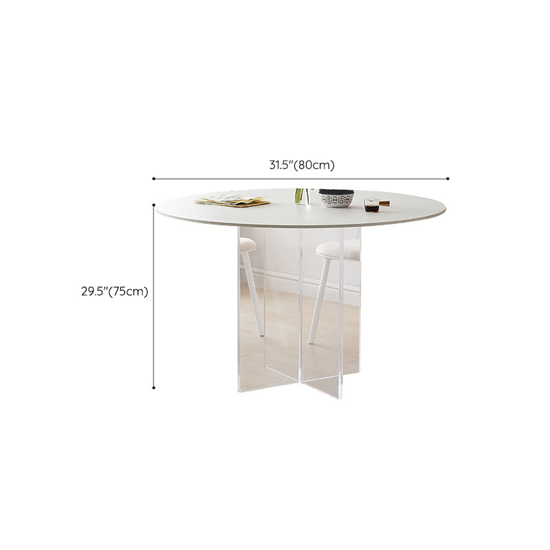 Mesa de comedor redonda Juego de mesa de acrílico 1/3/4/5 PCS y sillas de plástico en blanco