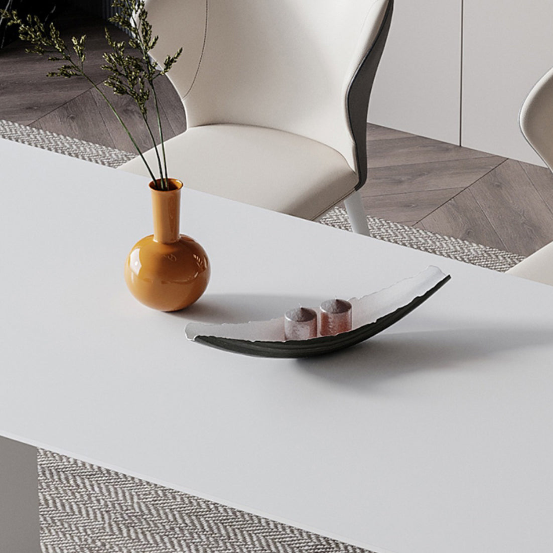 Ensemble de restauration rectangulaire 1/4/5/7 PCS Table de haut en pierre moderne avec chaises d'aile