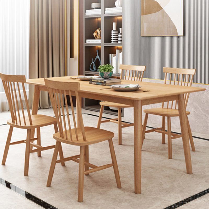 Contemporary 1/2/5/7 Pieces Furniture Rectangle Solid Wood Dining Table Set in Natural Clearhalo 'Dining Room Sets' 'Dining Tables & Seating' 'dining_room_set' 'furn' 'furn_dining_room_set' 'Furniture' 'Kitchen & Dining Furniture' 6543907