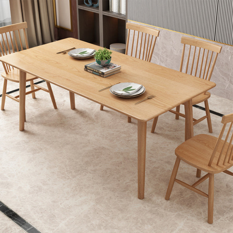 Contemporary 1/2/5/7 Pieces Furniture Rectangle Solid Wood Dining Table Set in Natural Clearhalo 'Dining Room Sets' 'Dining Tables & Seating' 'dining_room_set' 'furn' 'furn_dining_room_set' 'Furniture' 'Kitchen & Dining Furniture' 6543910