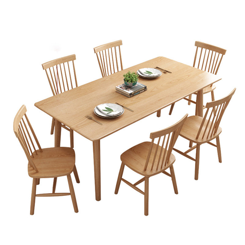 Contemporary 1/2/5/7 Pieces Furniture Rectangle Solid Wood Dining Table Set in Natural Clearhalo 'Dining Room Sets' 'Dining Tables & Seating' 'dining_room_set' 'furn' 'furn_dining_room_set' 'Furniture' 'Kitchen & Dining Furniture' 6543913