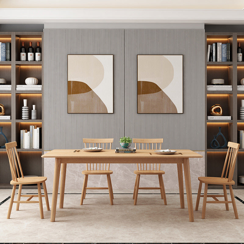 Contemporary 1/2/5/7 Pieces Furniture Rectangle Solid Wood Dining Table Set in Natural Clearhalo 'Dining Room Sets' 'Dining Tables & Seating' 'dining_room_set' 'furn' 'furn_dining_room_set' 'Furniture' 'Kitchen & Dining Furniture' 6543920