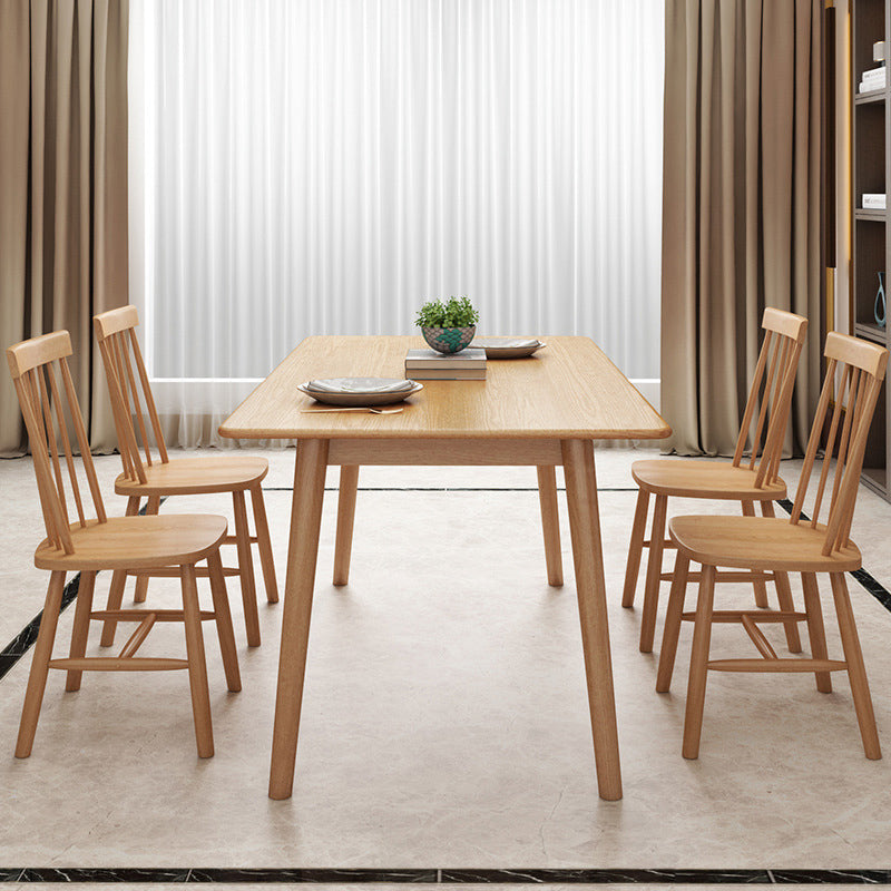 Contemporary 1/2/5/7 Pieces Furniture Rectangle Solid Wood Dining Table Set in Natural Clearhalo 'Dining Room Sets' 'Dining Tables & Seating' 'dining_room_set' 'furn' 'furn_dining_room_set' 'Furniture' 'Kitchen & Dining Furniture' 6543921