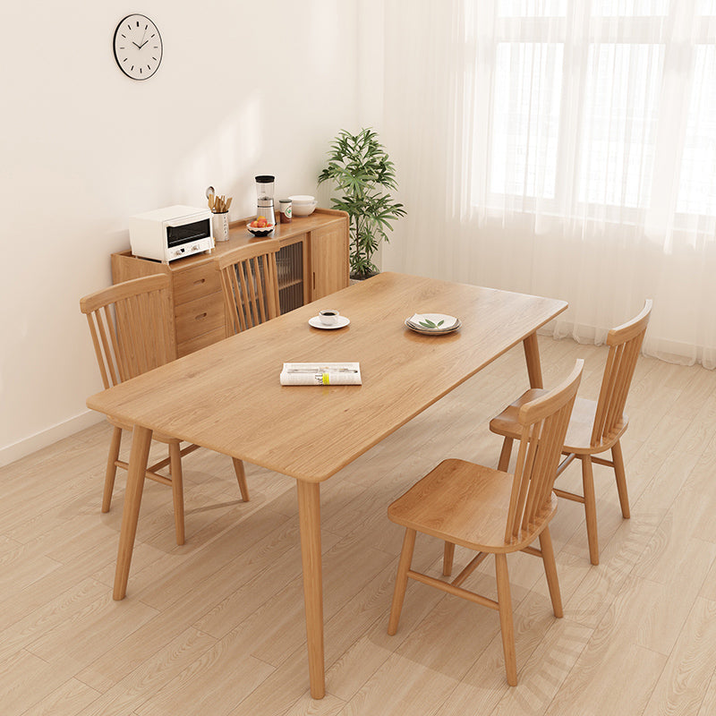 Set da pranzo in legno massiccio 1/5 pezzi tavolo da pranzo rettangolare con sedie posteriori a stecca