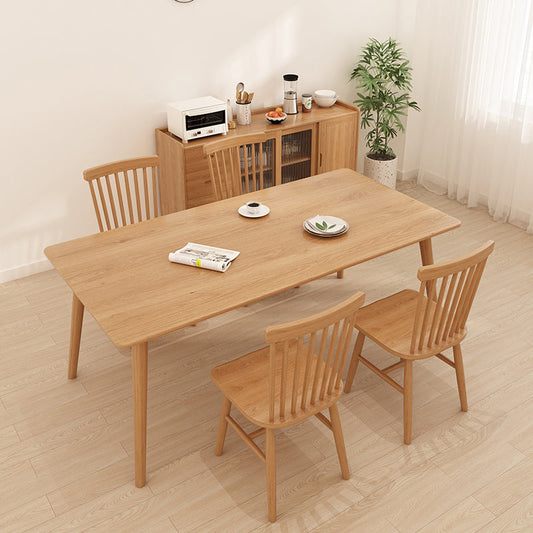 Juego de comedor de madera sólida Mesa de comedor rectangular de 1/5 PC con slat sillas traseras