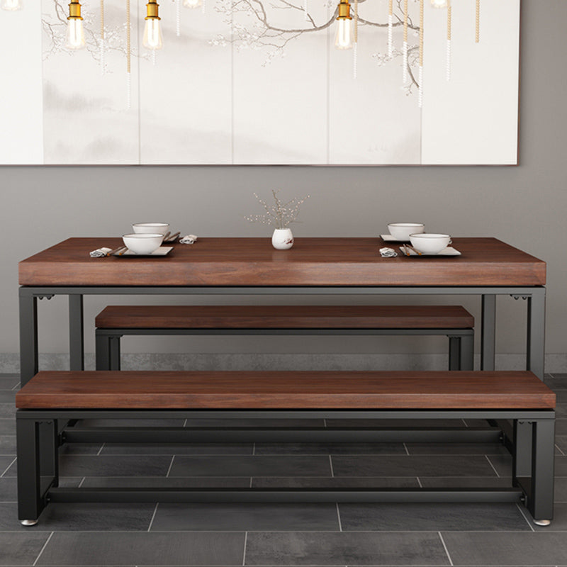 Contemporary 1/3 Pieces Furniture Rectangle Solid Wood Dining Table Set in Brown
