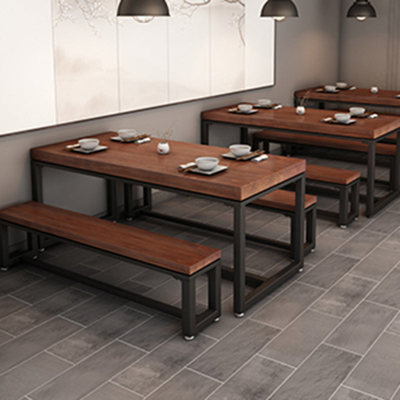 Contemporary 1/3 Pieces Furniture Rectangle Solid Wood Dining Table Set in Brown