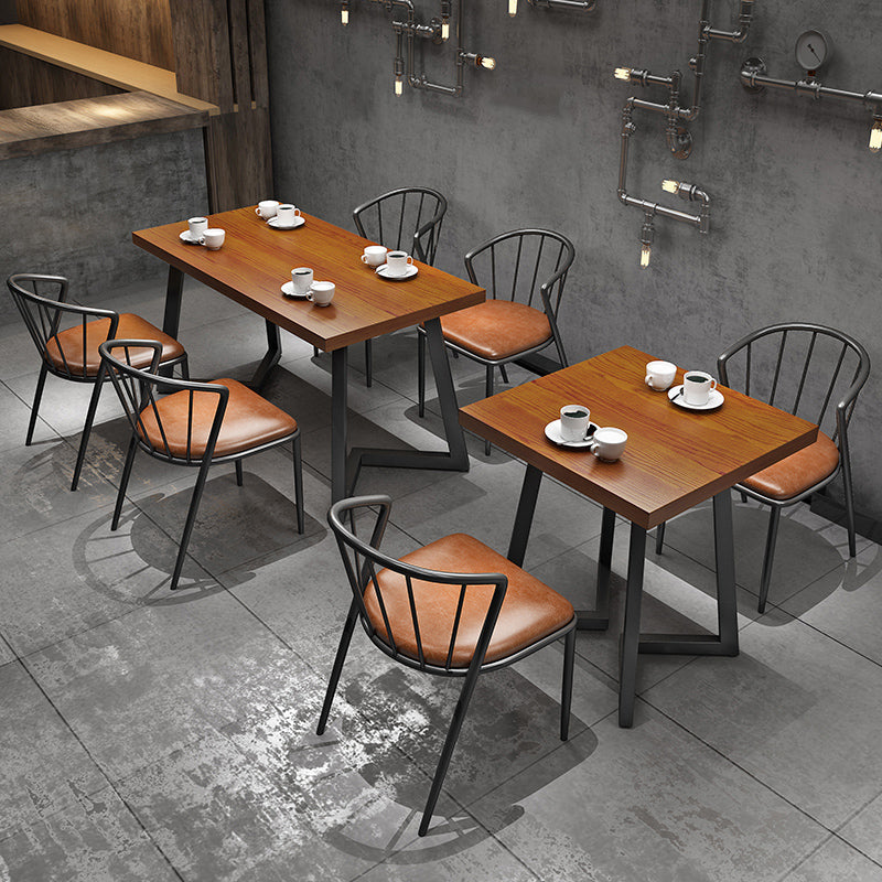 Juego de comedor industrial 1/3/5 PCS Mesa de comedor de madera maciza con sillas tapizadas