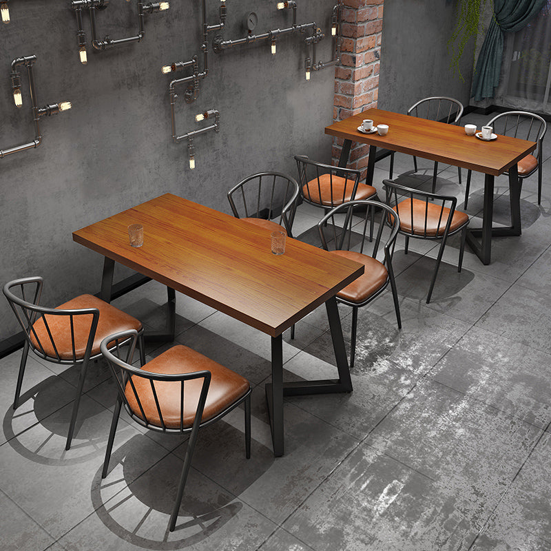 Juego de comedor industrial 1/3/5 PCS Mesa de comedor de madera maciza con sillas tapizadas