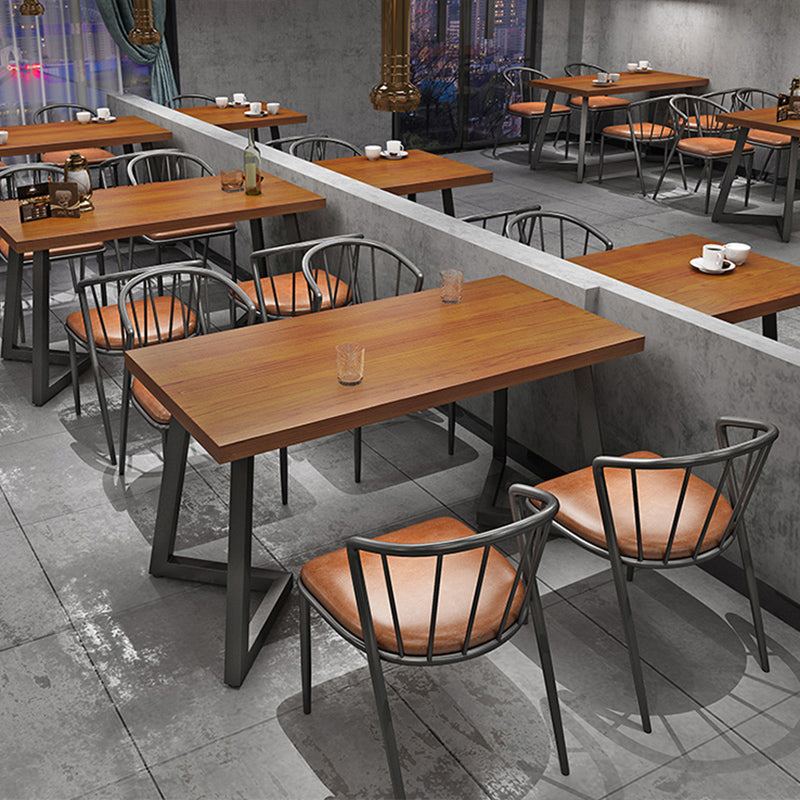 Juego de comedor industrial 1/3/5 PCS Mesa de comedor de madera maciza con sillas tapizadas