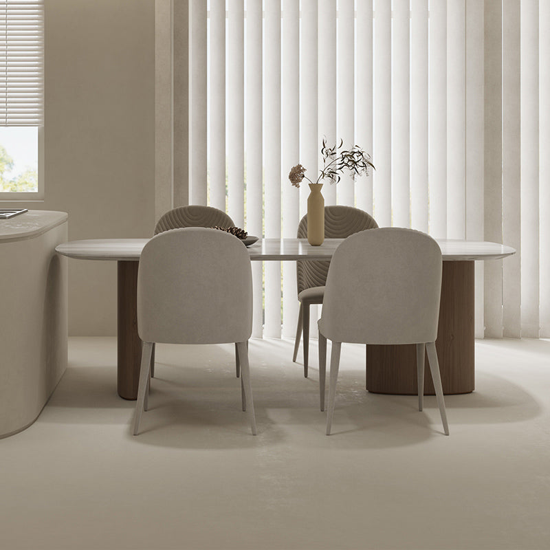 Ensemble de restauration moderne 1/5 pcs table à manger en marbre avec chaises rembourrées