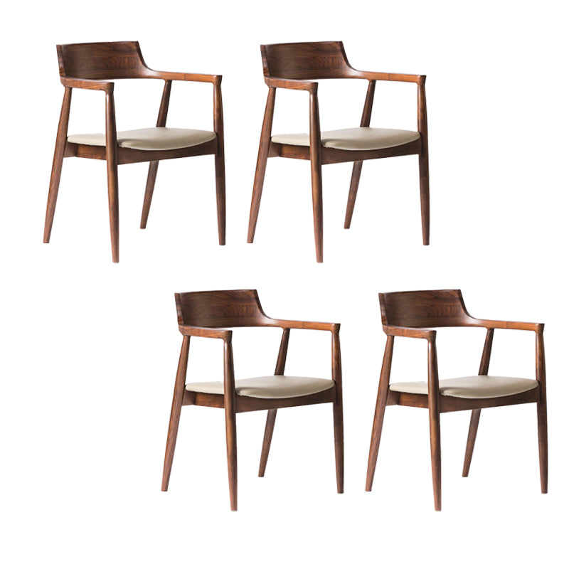 Home Kitchen Chair Open Back Solid Wood Dining Arm Chair in Brown 4 Piece Set Clearhalo 'Dining Chairs' 'Dining Tables & Seating' 'dining_chair' 'furn' 'furn_dining_chair' 'Furniture' 'Kitchen & Dining Furniture' 6544174