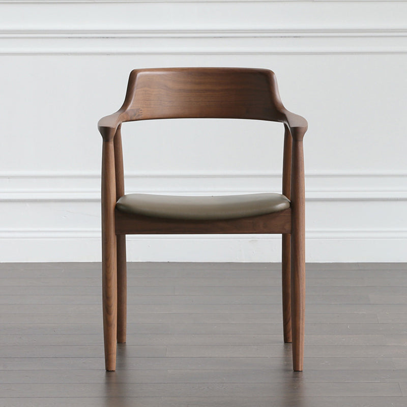 Home Kitchen Chair Open Back Solid Wood Dining Arm Chair in Brown Clearhalo 'Dining Chairs' 'Dining Tables & Seating' 'dining_chair' 'furn' 'furn_dining_chair' 'Furniture' 'Kitchen & Dining Furniture' 6544175