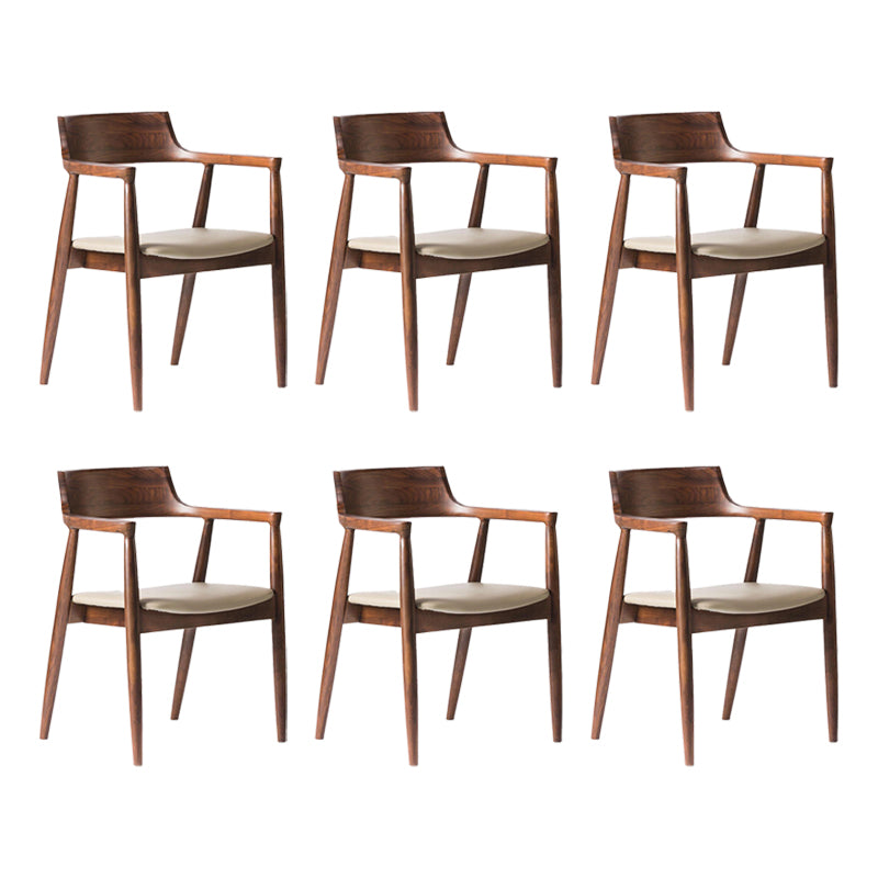 Home Kitchen Chair Open Back Solid Wood Dining Arm Chair in Brown 6 Piece Set Clearhalo 'Dining Chairs' 'Dining Tables & Seating' 'dining_chair' 'furn' 'furn_dining_chair' 'Furniture' 'Kitchen & Dining Furniture' 6544176