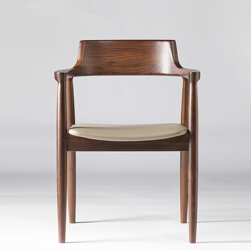 Home Kitchen Chair Open Back Solid Wood Dining Arm Chair in Brown Clearhalo 'Dining Chairs' 'Dining Tables & Seating' 'dining_chair' 'furn' 'furn_dining_chair' 'Furniture' 'Kitchen & Dining Furniture' 6544177