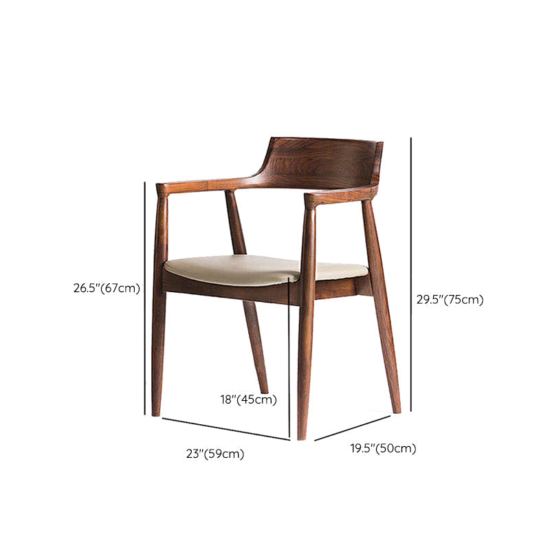 Home Kitchen Chair Open Back Solid Wood Dining Arm Chair in Brown Clearhalo 'Dining Chairs' 'Dining Tables & Seating' 'dining_chair' 'furn' 'furn_dining_chair' 'Furniture' 'Kitchen & Dining Furniture' 6544185