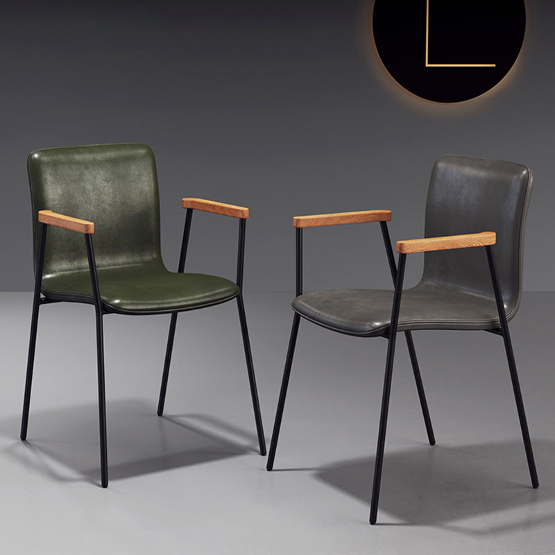 Industrial Faux Leather Dining Chairs Indoor-Outdoor Arm Chair Clearhalo 'Dining Chairs' 'Dining Tables & Seating' 'dining_chair' 'furn' 'furn_dining_chair' 'Furniture' 'Kitchen & Dining Furniture' 6544186