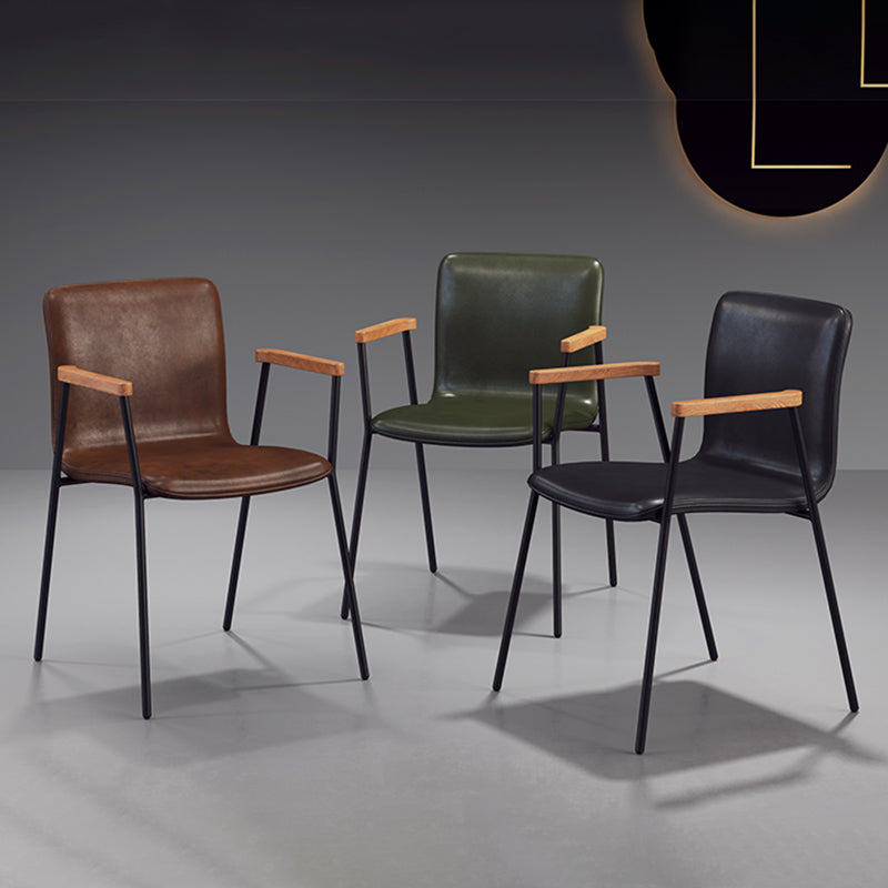 Industrial Faux Leather Dining Chairs Indoor-Outdoor Arm Chair Clearhalo 'Dining Chairs' 'Dining Tables & Seating' 'dining_chair' 'furn' 'furn_dining_chair' 'Furniture' 'Kitchen & Dining Furniture' 6544192