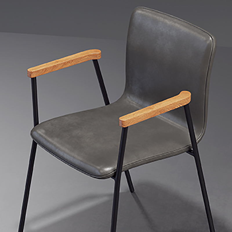 Industrial Faux Leather Dining Chairs Indoor-Outdoor Arm Chair Clearhalo 'Dining Chairs' 'Dining Tables & Seating' 'dining_chair' 'furn' 'furn_dining_chair' 'Furniture' 'Kitchen & Dining Furniture' 6544196