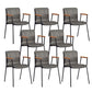 Industrial Faux Leather Dining Chairs Indoor-Outdoor Arm Chair Black-Gray 8 Piece Set Clearhalo 'Dining Chairs' 'Dining Tables & Seating' 'dining_chair' 'furn' 'furn_dining_chair' 'Furniture' 'Kitchen & Dining Furniture' 6544200