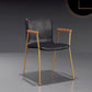 Industrial Faux Leather Dining Chairs Indoor-Outdoor Arm Chair Gold-Black 1 Piece Clearhalo 'Dining Chairs' 'Dining Tables & Seating' 'dining_chair' 'furn' 'furn_dining_chair' 'Furniture' 'Kitchen & Dining Furniture' 6544217
