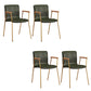 Industrial Faux Leather Dining Chairs Indoor-Outdoor Arm Chair Gold-Green 4 Piece Set Clearhalo 'Dining Chairs' 'Dining Tables & Seating' 'dining_chair' 'furn' 'furn_dining_chair' 'Furniture' 'Kitchen & Dining Furniture' 6544234