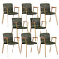Industrial Faux Leather Dining Chairs Indoor-Outdoor Arm Chair Gold-Green 8 Piece Set Clearhalo 'Dining Chairs' 'Dining Tables & Seating' 'dining_chair' 'furn' 'furn_dining_chair' 'Furniture' 'Kitchen & Dining Furniture' 6544236