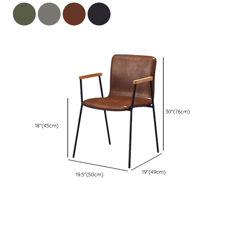 Industrial Faux Leather Dining Chairs Indoor-Outdoor Arm Chair Clearhalo 'Dining Chairs' 'Dining Tables & Seating' 'dining_chair' 'furn' 'furn_dining_chair' 'Furniture' 'Kitchen & Dining Furniture' 6544237