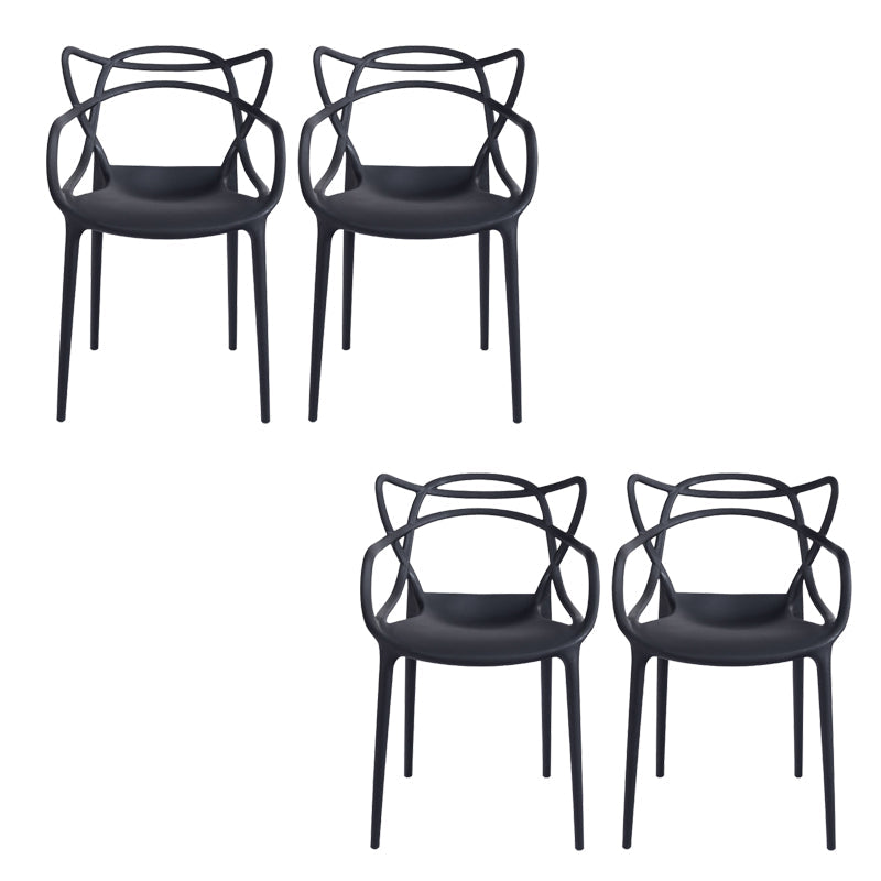 Open Back Dining Arm Chair Modern Indoor-Outdoor Plastic Chair