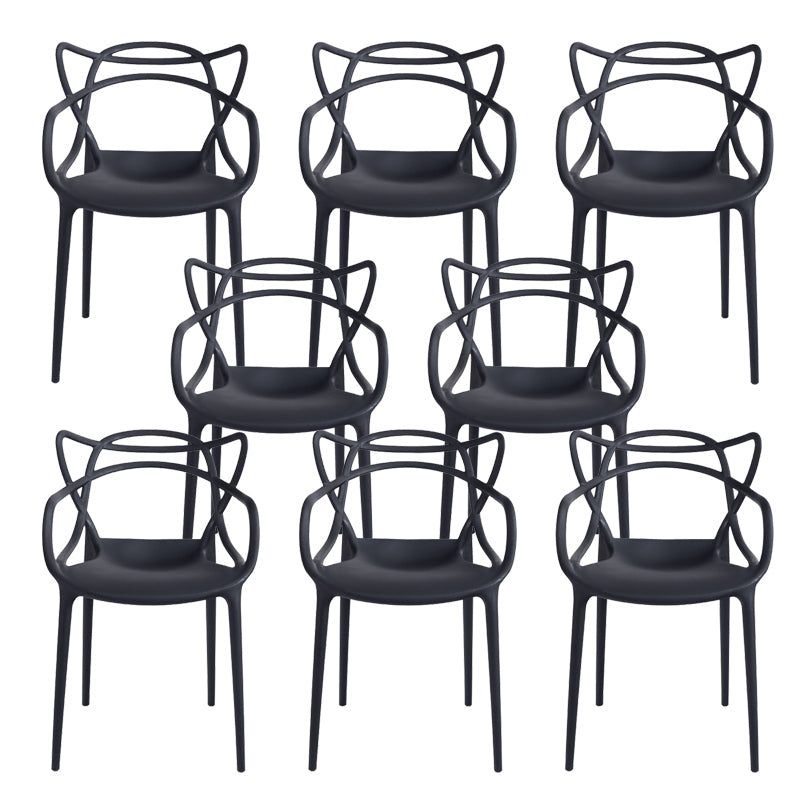 Open Back Dining Arm Chair Modern Indoor-Outdoor Plastic Chair