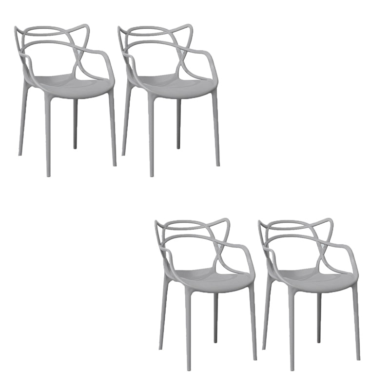 Open Back Dining Arm Chair Modern Indoor-Outdoor Plastic Chair