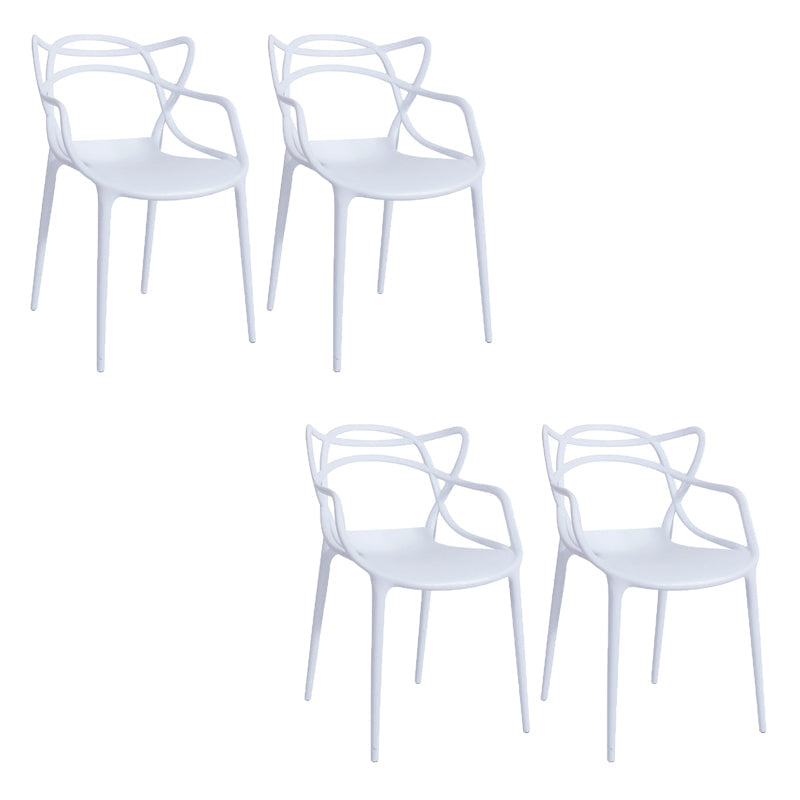 Open Back Dining Arm Chair Modern Indoor-Outdoor Plastic Chair