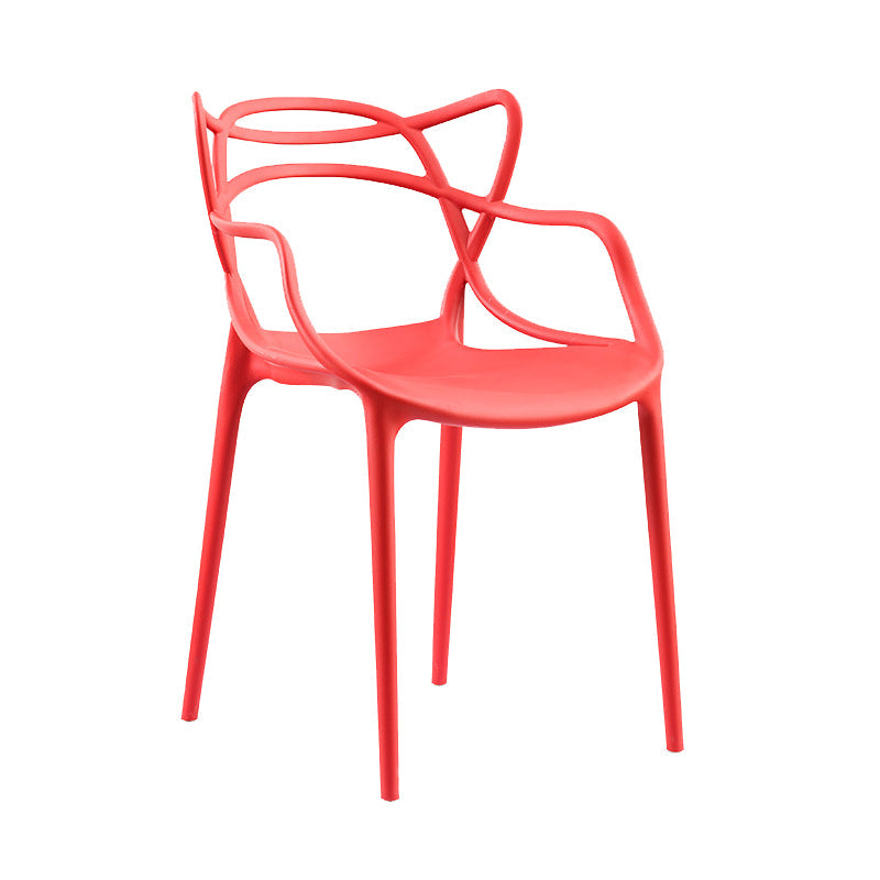 Open Back Dining Arm Chair Modern Indoor-Outdoor Plastic Chair