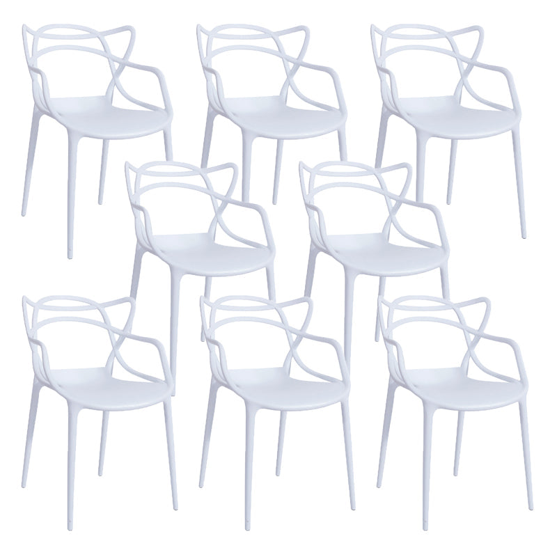 Open Back Dining Arm Chair Modern Indoor-Outdoor Plastic Chair