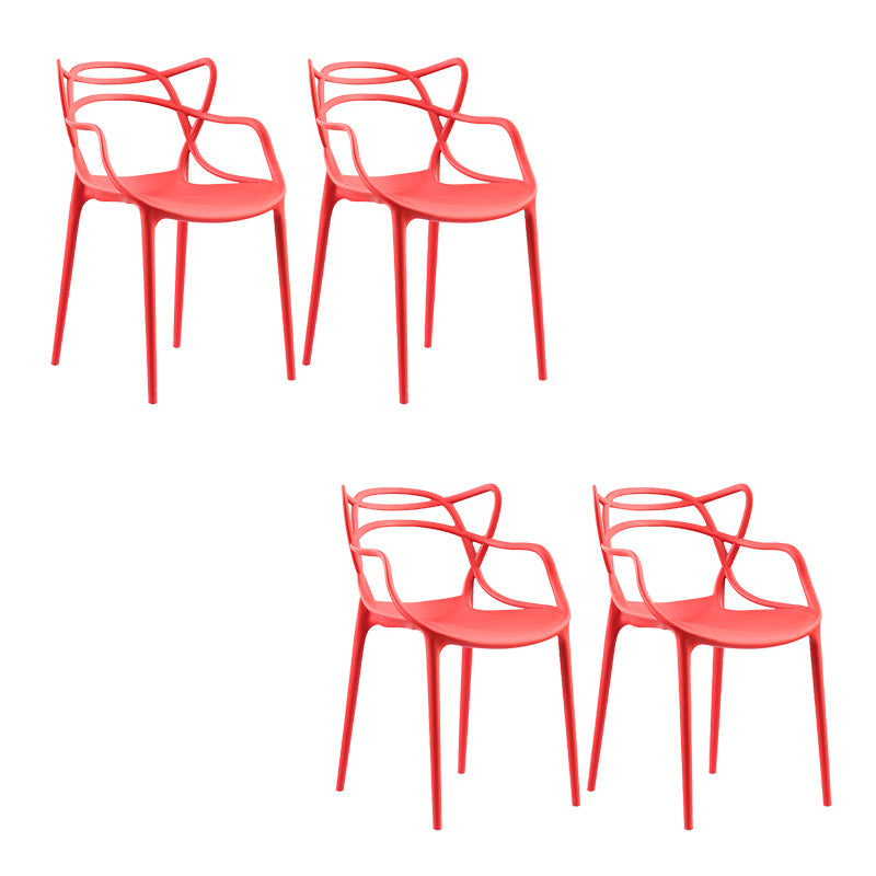 Open Back Dining Arm Chair Modern Indoor-Outdoor Plastic Chair