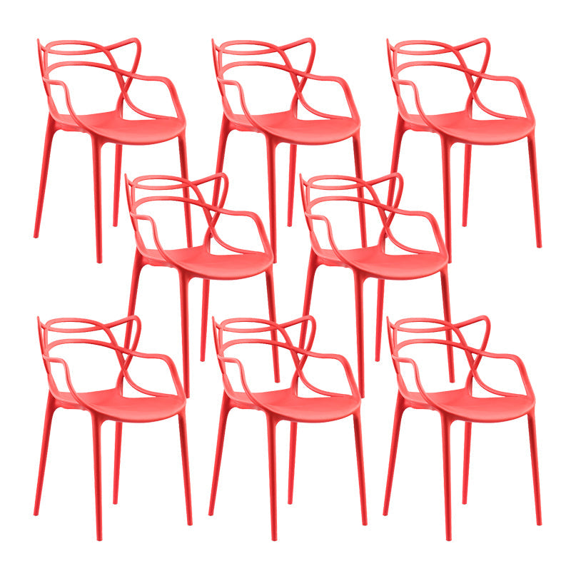 Open Back Dining Arm Chair Modern Indoor-Outdoor Plastic Chair