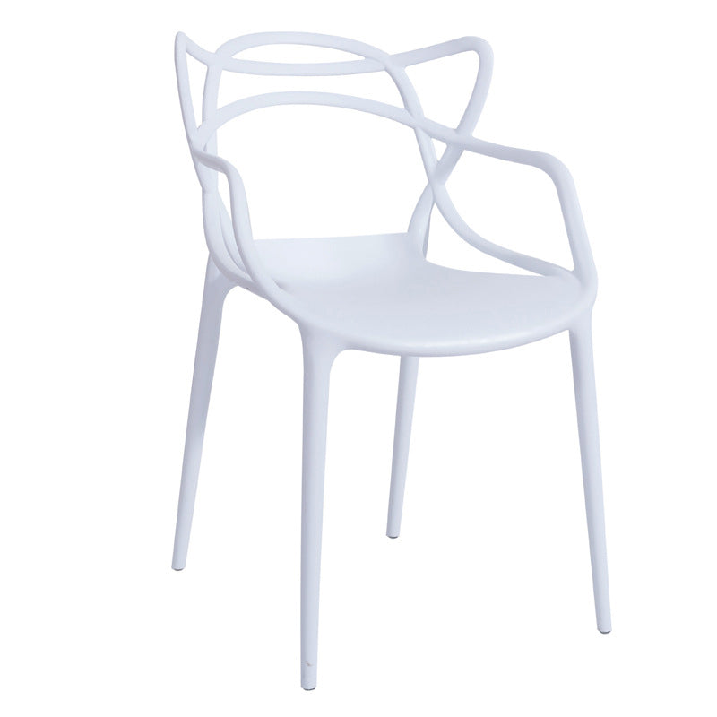 Open Back Dining Arm Chair Modern Indoor-Outdoor Plastic Chair