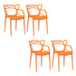 Open Back Dining Arm Chair Modern Indoor-Outdoor Plastic Chair