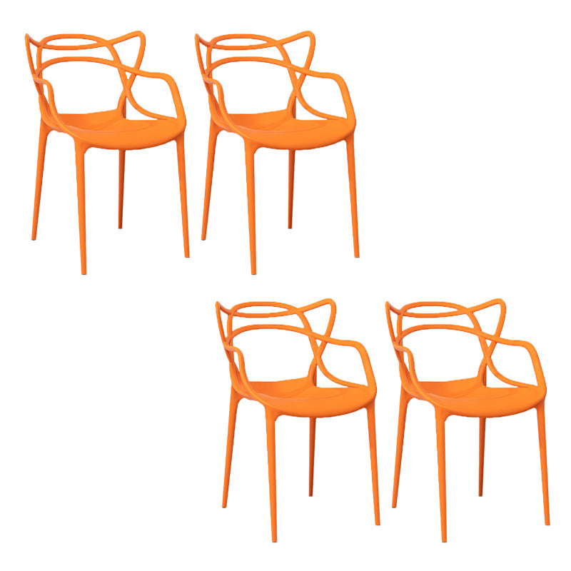 Open Back Dining Arm Chair Modern Indoor-Outdoor Plastic Chair